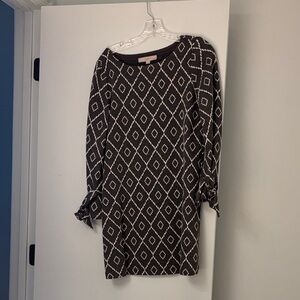 LOFT Black and White Diamond Pattern Dress